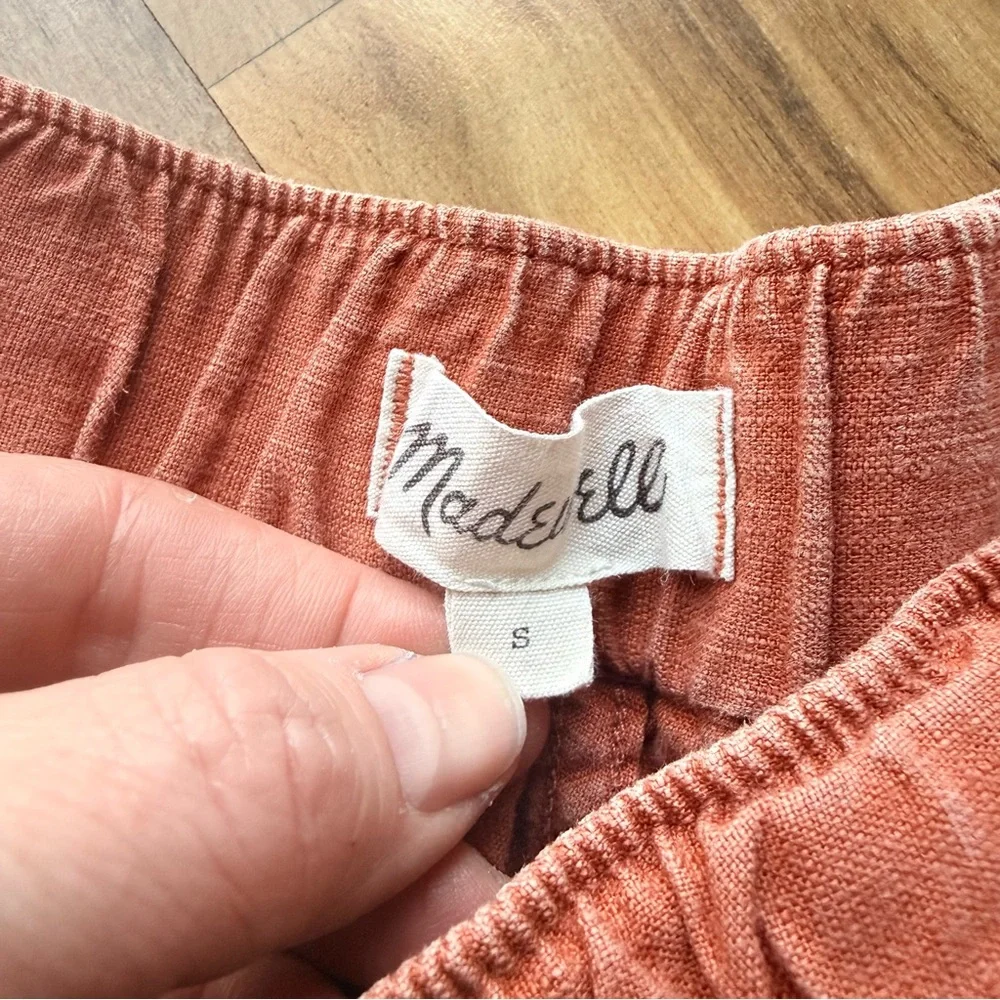Madewell Linen-Blend‎ Easy Pull-On Shorts Afterglow Red Size Small